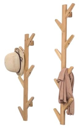 YBNKKUXKN Appendiabiti creativo a forma di albero, con cornice decorativa da parete, con forchette da 6/8, finitura in legno, appendiabiti da parete(Wood,6 forks)