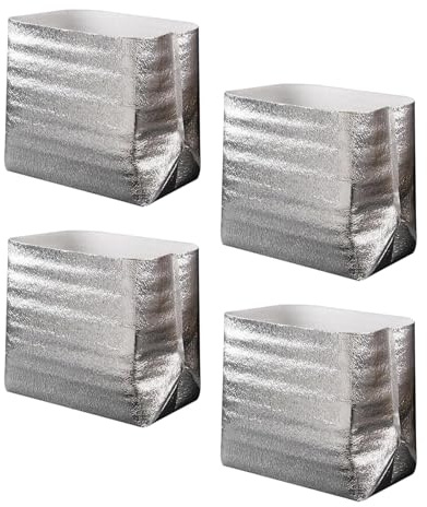 SiaBiced 4 Stück Isoliertaschen Isolier Versandtaschen Kühlbeutel Thermotaschen Folien Einlagen Auslaufsicher mit 3mm Struktur für Picknicks Und Lebensmittelt, 45x34x43cm