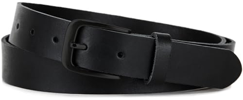 Frentree Ledergürtel MADE IN GERMANY, Schwarze Schnalle, Leder Gürtel für Damen und Herren, 3 cm breit, Schwarz