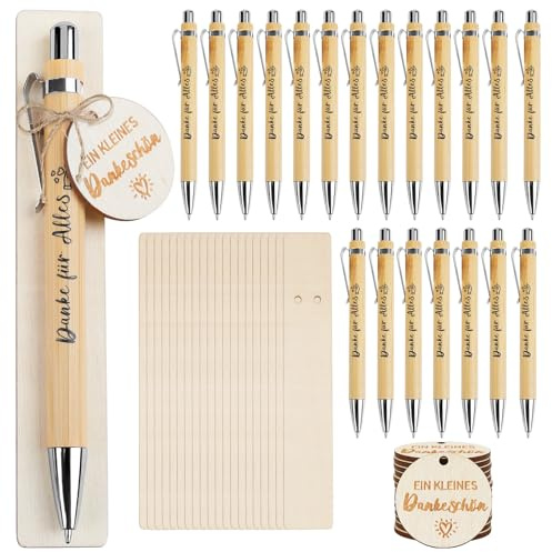 Aitsite 20pcs Dankeschön Geschenke, Danke für Alles Geschenke mit Holz Kugelschreiber Holzspäne, Dankeschön Geschenk Abschiedsgeschenk für Kollegen Lehrer Kindergarten Abschlussfeier Ruhestand