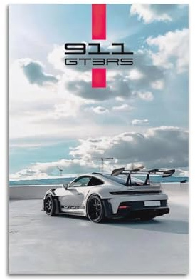 WARL 992 911 GT3 RS Rennen Sport Poster Druck auf Leinwand, 30 x 45 cm