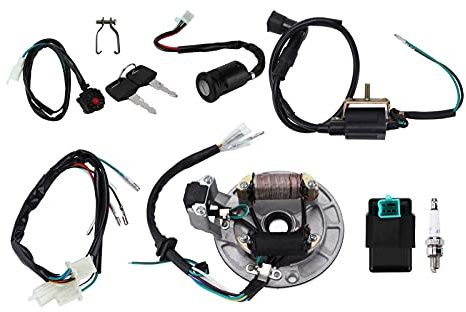 Zündspule Zündkerze Kabelbaum Magneto Stator Kit für 50cc - 140cc Dirt Bike ATV, Komplettes CDI System - Einfache Montage, Hohe Zuverlässigkeit, Passend für 4 - Takt Motoren