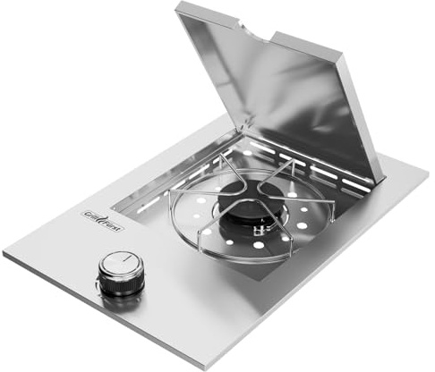 Grillfürst Einbau Seitenbrenner Drop-In für Outdoor Küche - Leistungsstarker Gas Seitenbrenner aus Edelstahl zum Kochen & Anbraten - BBQ Einbau Zubehör