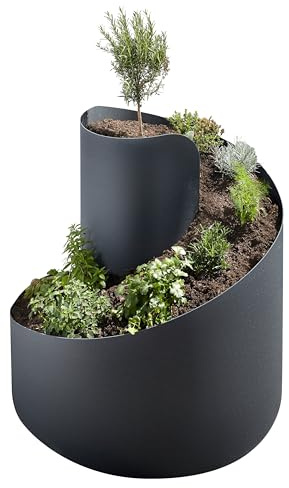 Koll Living Kräuterspirale/Blumenspirale | 420 Liter, 80 x Ø80 cm | aus Kunststoff, Anthrazit | langlebig, witterungsbeständig, robust, UV-resistent, recyclebar