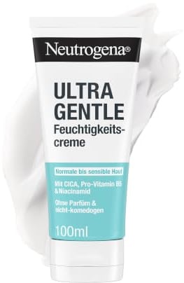 Neutrogena Ultra Gentle Feuchtigkeitscreme, Gesichtscreme, 100 ml | Für normale bis sensible Haut, mit CICA Niacinamid und Vitamin B5, Vitamin E, Parfümfrei, Nicht Komedogen