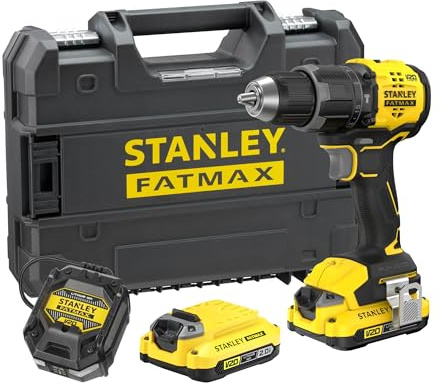 STANLEY V20 Martillo perforador sin escobillas, SFMCD716D2T-QW | incluye 2 baterías de iones de litio de 2,0Ah, cargador de 1,25 A y maletín ProStack, 18 V, 2 velocidades