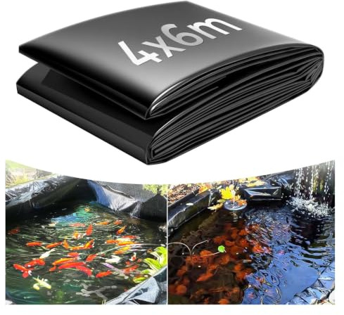 4x6m Teichfolie, HDPE Teichfolien 0.2mm Stärke UV-Beständig für Gartenteich | Leicht zu Schneiden Teich Folie, für Fischteiche, Schildkrötenteiche, Springbrunnen, Bewässerungsteiche, Hochbeete
