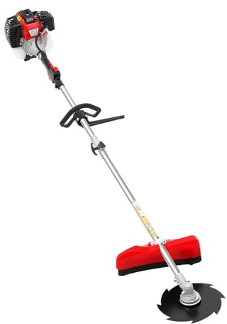 Desbrozadora de gasolina, 52 cc, 2 tiempos, con cortasetos de 45 cm y podadora de 30 cm, multiherramienta con 7 cabezales de corte diferentes, para jardín y cuidado del paisaje forestal