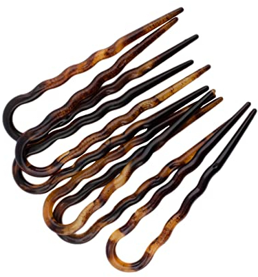 Righe e Pois - 6 FORCINE PER CAPELLI CM 07 MARRONE TARTARUGATO - PEZZI 6 - fermacapelli MADE IN ITALY, 6 forcine per capelli classiche e ondulate in acetato di cellulosa
