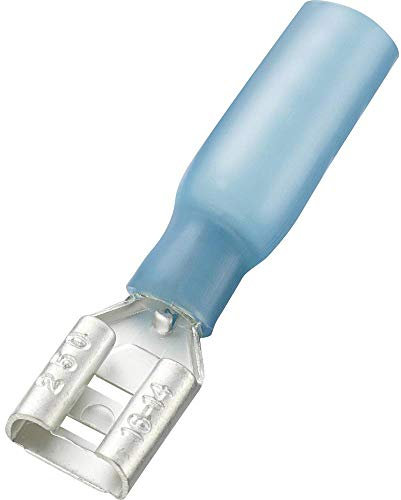 TRU COMPONENTS 242066M Kabelschuh 6,4 mm x 0,8 mm mit Schrumpfschlauch 180 °, teilweise isoliert, blau, 30 Stück