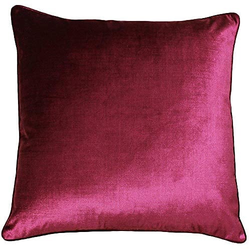 Riva Paoletti Luxe Velvet Cushion Cover - Cranberry Pink - Soft Velvet Feel Fabric - Reversible - Hidden Zip Closure - Machine Washable - 100% Polyester - 55 x 55cm (22 x 22 inches)