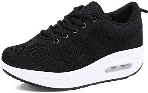 NEWCOLOR La Moda De Las Mujeres Transpirable con Cordones Zapatos De Balancín De Malla Zapatos Deportivos Ocasionales