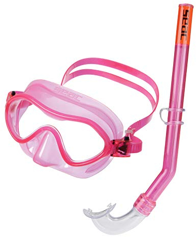 SEAC Baia Set da Snorkeling con Maschera e Tubo, Sicuro e Resistente Unisex Bambini Rosa 4-8 Anni