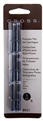 Cross Fountain Pen Ink Cartridges Pack of 6 Blue - Color: Black