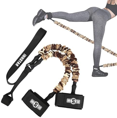 INNSTAR Booty Resistance Band Glute Cord Cable Machine for Hip Home Workout Cable Kickbacks with Instructions & Carry Bag 100 LBS