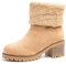 Hitmars Stivali Donna Invernali Stivaletti Camoscio Boots con Tacco Largo 6CM Stivali Foderati Caldi Scarpe Eleganti Comodi Moda Cachi EU 39