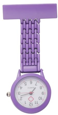 Hemobllo Portable Nurse Watch Alloy Hanging Pocket Clock for Medical Professionals Design with Detail for Nurses and Doctors Purple