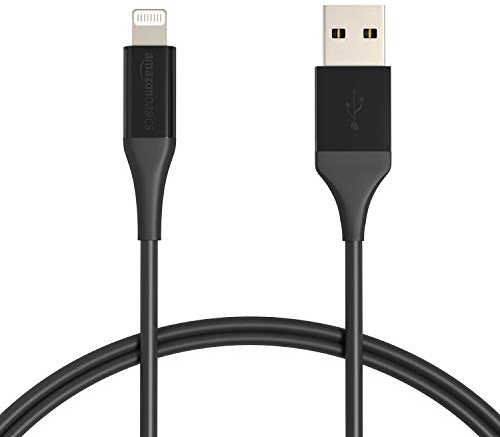 Amazon Basics 2-Pack USB-A to Lightning ABS Charger Cable, MFi Certified for Apple iPhone 14 13 12 11 X Xs Pro, Pro Max, Plus, iPad, 10,000 Bend Lifespan, 0.9 m, Black