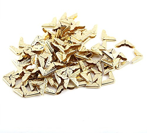 100 stücke Scrapbooking Foto Montage Ecken Gelb Metall Buch Alben Menüs Notebook Ordner Datei Eckenschutz