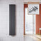 ELEGANT Vertikal Heizkörper Anthrazit 1800x354mm mit Multiblock Chrom Thermostat Design Heizkörper Doppellagig Röhrenheizkörper Badheizkörper Mittelanschluss