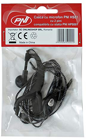 PNI Auricolare con microfono HS81 con 2 pin compatibile con la stazione HP8001 e la radio CB