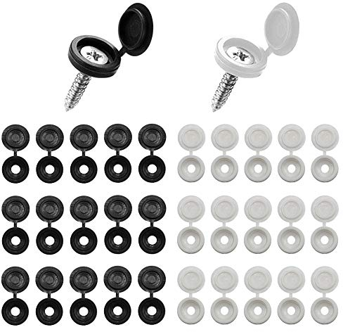 Gativs Schrauben mit Abdeckkappe 200 Stück Schraubenkappen Kunststoff Schraubenabdeckung Weiss und Schwarz für Schutz der Schraube Möbelschränke Dekoration(2 Farben)