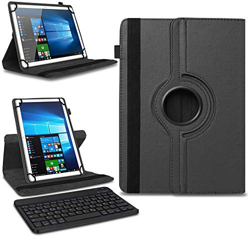 NAmobile Tablet Schutzhülle kompatibel mit Google Pixel Tablet 11 Zoll 2023 aus Kunstleder Hülle Tasche Bluetooth Tastatur QWERTZ Standfunktion Drehbar Cover Case, Farben:Schwarz