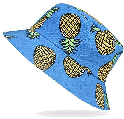 Geekcook Chapeau résistant aux UV,Imprimer Motif de Fruit pêcheur Capuchon Femelle été extérieure Chapeau de Pare-Soleil Casque Casserole-Ananas Double Face à Face_M (56-58cm)