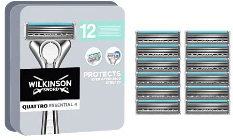 Wilkinson Sword Quattro Essential 12 Rasierklingen, briefkastenfähig