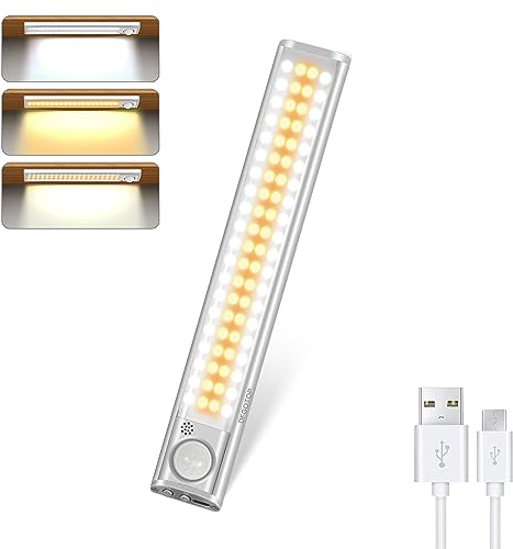 DFGOTOP 160LED Lampe Led Détecteur de Mouvement Interieur Sans Fil, Lampe Placard Nuit Rechargeable USB, Veilleuse Enfant Baladeuse de Secours pour Armoire Escalier Garage Cuisine (22CM-80LED-1PCS)
