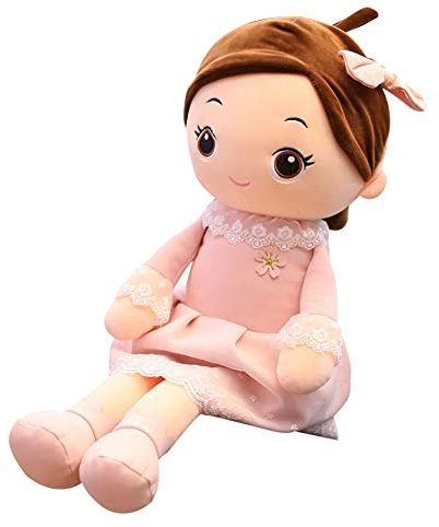Niedliche Weiche Stoffpuppe Kuschelpuppe Babypuppe Weiche Puppe mit Kleidung und Haaren, Kinder Gefüllte Puppen Textilpuppen Plüsch Stofftier Spielzeug Geburtstag Geschenk für Mädchen Baby, 40CM