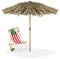 Relaxdays Hawaii Sonnenschirm Sombrilla Hawaiana, Artesanal, Playa, Madera Abeto/Palma, Resistente Intemperie, 250 x 238 cm, Marrón, Acero, XXL