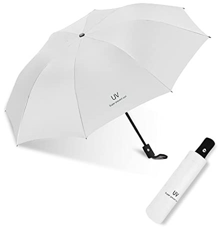 Huakaile Paraguas automático, paraguas de viaje resistente al viento para lluvia, cierre automático, paraguas plegable compacto, protección solar con revestimiento negro para mujeres y hombres,