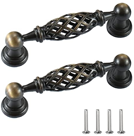 Trsnzul Poignée de Meuble Vintage 2 Pièces Poignee de Meuble Cuisine Poignée de Meubles Anciens Poignée de Porte Poignée de Tiroir pour Porte de Tiroir Armoires avec Vis Distance de Trous 96mm