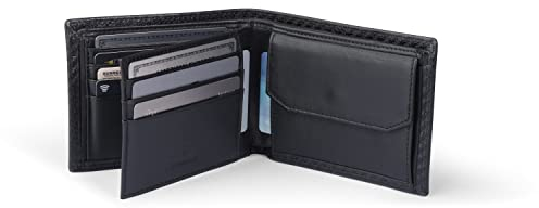 DONBOLSO Geldbörse Zürich - Großes Portemonnaie aus Leder für Herren - Geldbeutel und RFID Schutz -Geldbörse mit Münzfach - Portmonee für Männer - Carbon