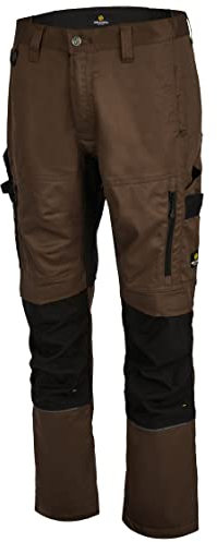 Hans Schäfer Workwear HSW Smart – Lange Arbeitshose für Herren – Modische Cargo-Bundhose mit Knietaschen und Cordura-Verstärkung – Stretch-Slim-Fit – Braun, 27