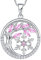 YL Lebensbaum und der Schneeflocke Halskette 925 Sterling Silber Oktober Geburtsstein Turmaline Rosa Anhänger für Damen