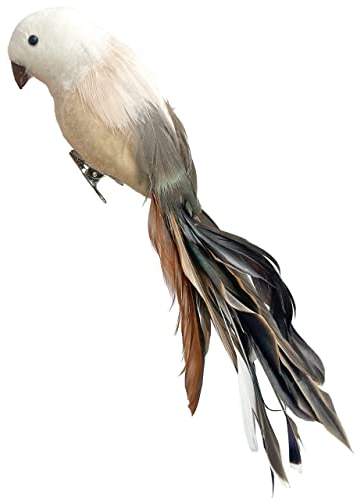 SHISHI Christbaumschmuck Vogel Klemme Feder 25cm Braun Beige Variante2