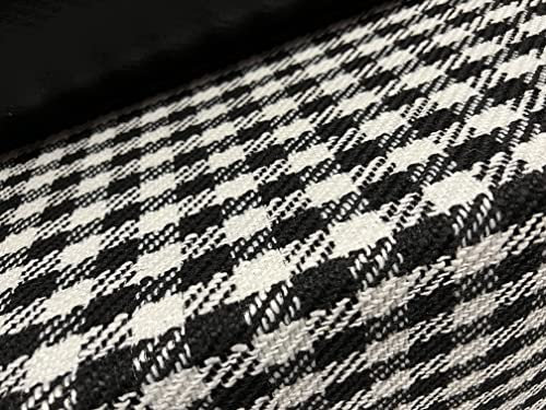 Woll-Bouclé-Stoff mit wasserdichter Rückseite, Meterware, Hahnentrittmuster, Schwarz / Weiß