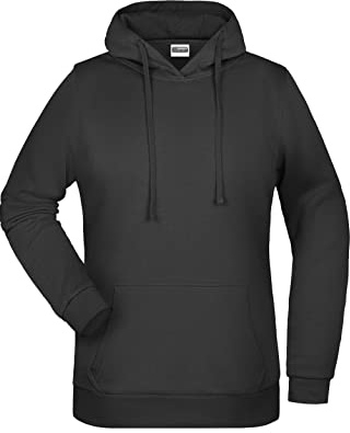 James & Nicholson Damen Basic Kapuzensweat - Leicht taillierter Kapuzenpulli mit angerauter Innenseite | Farbe: black | Grösse: 3XL