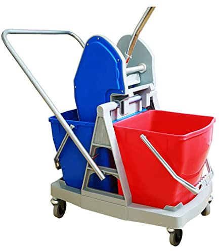 CSTAL Haushalts-Hotel-Reinigungswagen, 36-L-Druckwasserwagen Mit Doppelfass, Praktischer Reinigungseimer, Mit Wasserfilter Und Abscheider