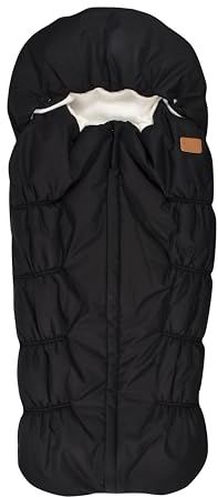 BÉABA, Fußsack für Babys Kinderwagen, 100% wasserdicht, winddicht, Double Fleece Ultra Warm, TOG 6, 3- und 5-Punkt-Gurtführung, Bedeckende Kapuze, Reißverschluss, 6-24 Monate, Schwarz