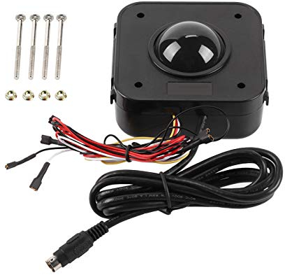 NDNCZDHC Arcade-Trackball-Maus, 4,5 cm, Kunststoff, Beleuchtet, Rund, LED-Trackball-Maus, PS/2-Leiterplattenanschluss Mit Metallschrauben