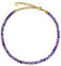 GD GOOD.designs Fussketten für Frauen mit echten Amethyst Perlen 4mm - Wasserfest - Naturstein Fußkettchen Lila mit verstellbaren Verschluss in 18K Gold