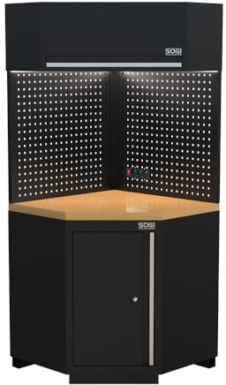 Sogi ARR-OFF-ANG-L Angolo completo autoportante in lamiera per officina e garage - piano in legno - 810x810x2000 mm