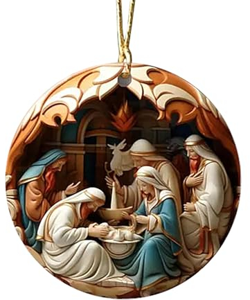 Hitrod Krippe Schmuck Anhänger Christbaumschmuck, Acryl Krippe Geschenk Klein Anhänger Weihnachtsbaumschmuck, Weihnachten Jesus Geburt Jesus Weihnachtsszene Weihnachten Jesus Anhänger