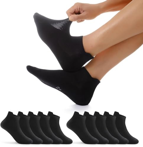 EKSHER Sneaker Socken Herren 39-42 Schwarz 10 Paar Baumwolle Kurze Sportsocken Damen 39-42 Laufsocken Sport Halbsocken Kurz Anti Schweiß Atmungsaktive Sommer Halbe Low Running Socks