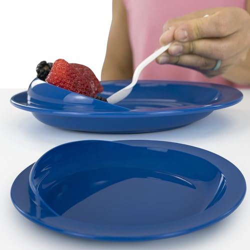 AQUASHIELDING Auslaufsicherer Teller, High-Low-Adaptive Schüssel für behinderte, ältere Erwachsene mit besonderen Bedürfnissen aufgrund von Parkinson, Demenz, Schlaganfall oder Zittern