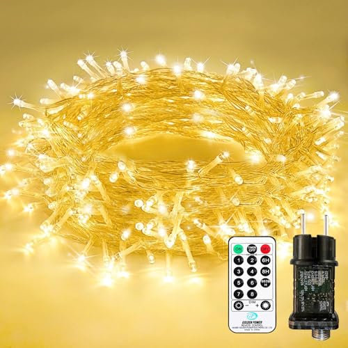 Bzavor 25M 200 LED Lichterkette mit Stecker Timer 8 Modi Merkfunktion IP65 Wasserdicht Lichterkette Outdoor Weihnachtslichterkette Led Außen Lichterkette Strom 25M Lichterkette Innen für Camping Party