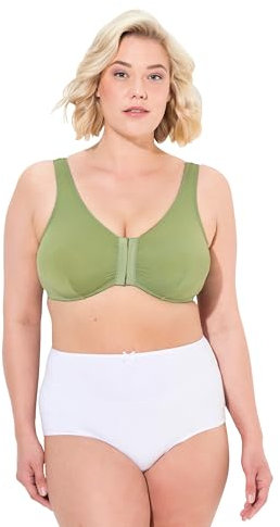 Ulla Popken Damen große Größen Übergrößen Plus Size Bustier, Still-BH, Vorderverschluss moosgrün 110D 689668427-110D